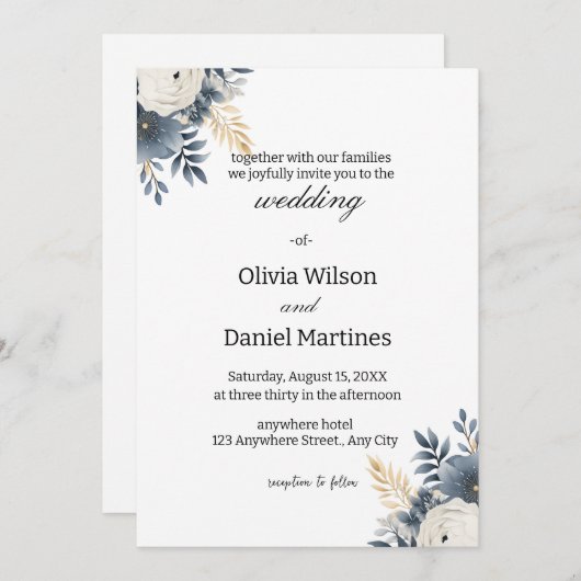 Moderne Elegante Hochzeitsfeier Einladung (Vorne/Hinten)