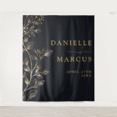 Moderne Elegante Hochzeitsfeier mit Golden Floral Wandteppich (Vorderseite)