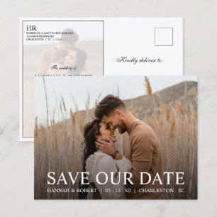 Moderne elegante Hochzeitsfoto-Save-the-Date-Karte Postkarte