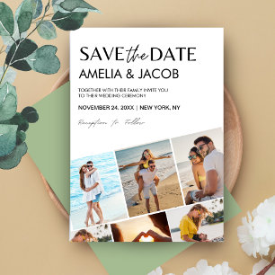 Moderne elegante Hochzeitsfotos Schwarz und Weiß Save The Date