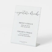 Moderne elegante Hochzeitsignatur Drinks Pedestal Sockelschild (Vorderseite)