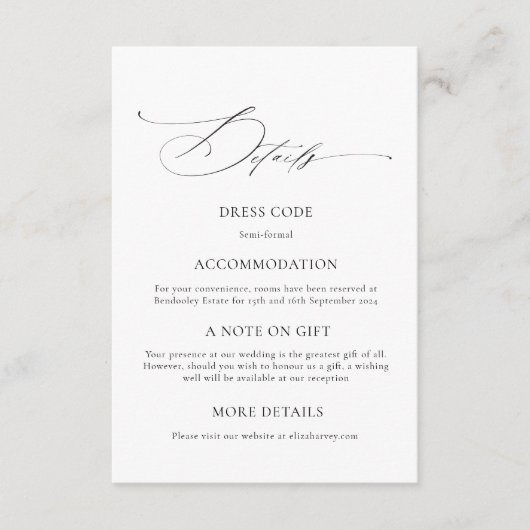 Moderne elegante Hochzeitskarte Begleitkarte (Vorderseite)