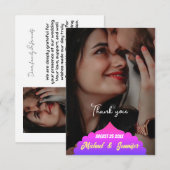 Moderne, elegante Hochzeitskarte Dankeskarte (Vorne/Hinten)