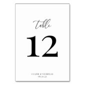 Moderne elegante Hochzeitskarte für die Tischnumme Tischnummer (Vorderseite)