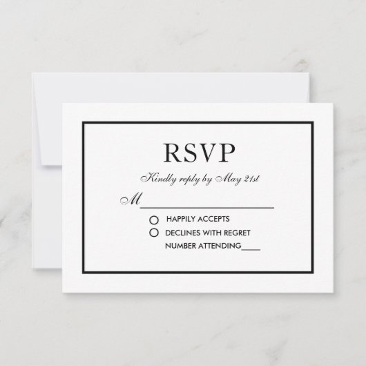 Moderne elegante Hochzeitskarte UAWG Black & White RSVP Karte (Vorderseite)