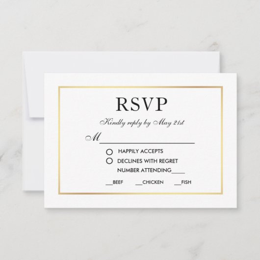 Moderne elegante Hochzeitskarte UAWG Schwarz-weiß RSVP Karte (Vorderseite)