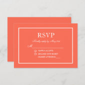 Moderne, elegante Hochzeitskoralle und weiße UAWG RSVP Karte (Vorne/Hinten)