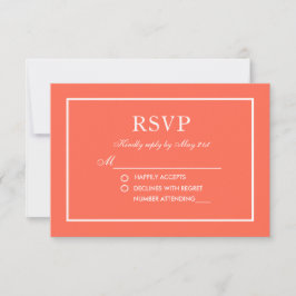 Moderne, elegante Hochzeitskoralle und weiße UAWG RSVP Karte