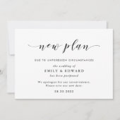 Moderne, elegante Hochzeitspläne ändern das Datum Einladung (Vorderseite)