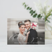 Moderne, elegante Hochzeitsschrift danke (Stehend Vorderseite)