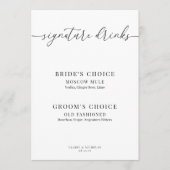Moderne elegante Hochzeitssignaturgetränke signier (Vorderseite)