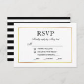 Moderne, elegante Hochzeitsstift-UAWG Schwarz-weiß RSVP Karte (Vorne/Hinten)
