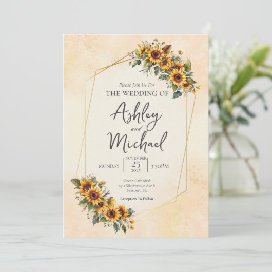 Moderne elegante Hochzeitsstimmung im Wasser Einladung (Stehend Vorderseite)