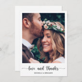 Moderne, elegante Hochzeitstil-Liebe und dank Foto Dankeskarte (Vorne/Hinten)