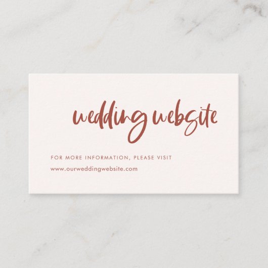 Moderne, elegante Hochzeitswebsite Begleitkarte (Vorderseite)