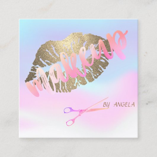 Moderne elegante Holografie-Glitterie-Lippen, Sche Quadratische Visitenkarte (Vorderseite)