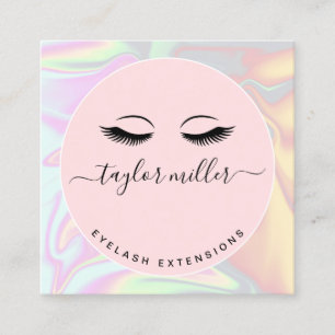 Moderne, elegante, holografische Wimpernverlängeru Quadratische Visitenkarte