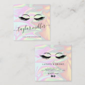Moderne, elegante, holografische Wimpernverlängeru Quadratische Visitenkarte (Vorne/Hinten)
