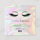 Moderne, elegante, holografische Wimpernverlängeru Quadratische Visitenkarte (Rückseite)