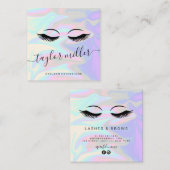 Moderne, elegante, holografische Wimpernverlängeru Quadratische Visitenkarte (Vorne/Hinten)