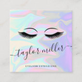 Moderne, elegante, holografische Wimpernverlängeru Quadratische Visitenkarte (Vorderseite)