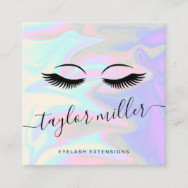 Moderne, elegante, holografische Wimpernverlängeru Quadratische Visitenkarte