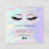 Moderne, elegante, holografische Wimpernverlängeru Quadratische Visitenkarte (Rückseite)