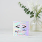 Moderne, elegante, holografische Wimpernverlängeru Quadratische Visitenkarte (Stehend Vorderseite)