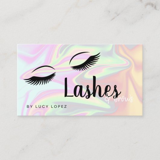 Moderne, elegante Holographie-Lashes Visitenkarte (Vorderseite)