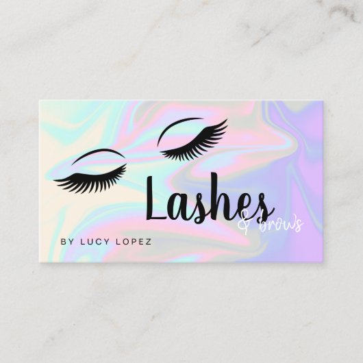 Moderne, elegante Holographie-Lashes Visitenkarte (Vorderseite)