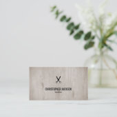Moderne Elegante Holz Dunkle Maskuline Friseur Visitenkarte (Stehend Vorderseite)