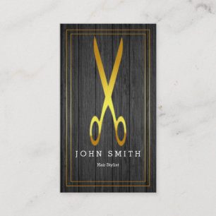 Moderne Elegante Holz Imitate Gold Haare Stylist Visitenkarte