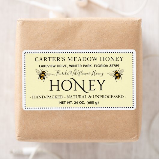 Moderne elegante Honey-Etiketten für den Versand (Insitu)