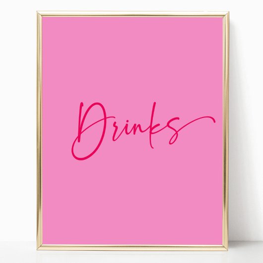 Moderne Elegante Hot Pink Drinks Party Signatur Poster