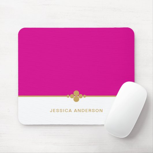 Moderne elegante Hot Pink Gold Name Mousepad (Mit Mouse)