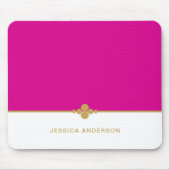 Moderne elegante Hot Pink Gold Name Mousepad (Vorne)