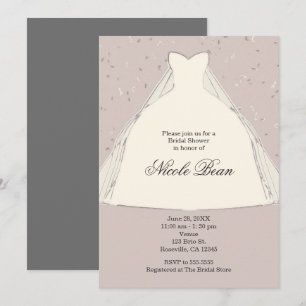 Moderne elegante Illustration für Brautparty-Kleid Einladung