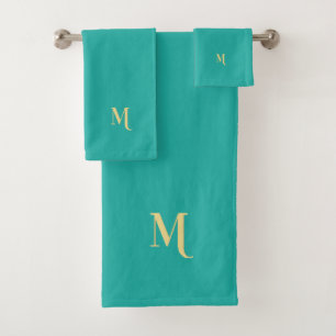 Moderne elegante Imitat Gold Monogram Erstklassig  Badhandtuch Set