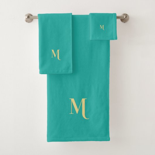 Moderne elegante Imitat Gold Monogram Erstklassig Badhandtuch Set (Insitu)