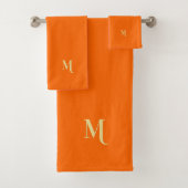 Moderne elegante Imitat Gold Monogram, Initial Ora Badhandtuch Set (Insitu)