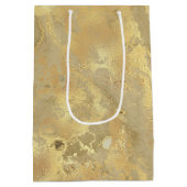 Moderne elegante Imitate Gold Aquarellmarble Muste Mittlere Geschenktüte (Rückseite)
