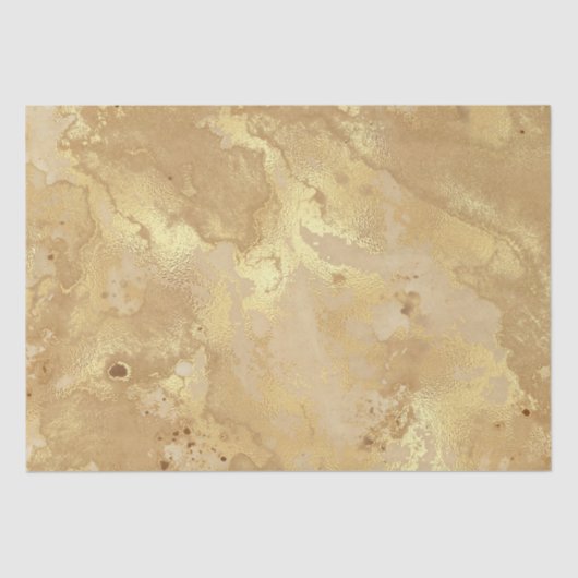 Moderne elegante Imitate Gold Aquarellmarble Muste Seidenpapier (Vorderseite)
