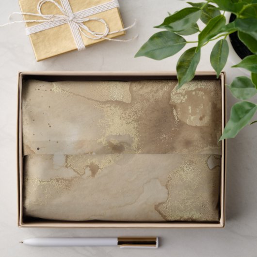 Moderne elegante Imitate Gold Aquarellmarble Muste Seidenpapier (Geschenk)