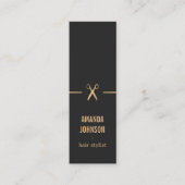 Moderne elegante Imitate Gold Black Hair Stylist Mini Visitenkarte (Vorderseite)