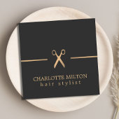 Moderne elegante Imitate Gold Black Hair Stylist Quadratische Visitenkarte