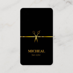 Moderne elegante Imitate Gold Black Hair Stylist  Visitenkarte