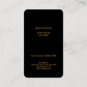 Moderne elegante Imitate Gold Black Hair Stylist Visitenkarte (Rückseite)
