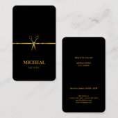 Moderne elegante Imitate Gold Black Hair Stylist Visitenkarte (Vorne/Hinten)