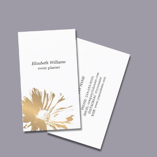 Moderne elegante Imitate Gold Floral Event Planner Visitenkarte