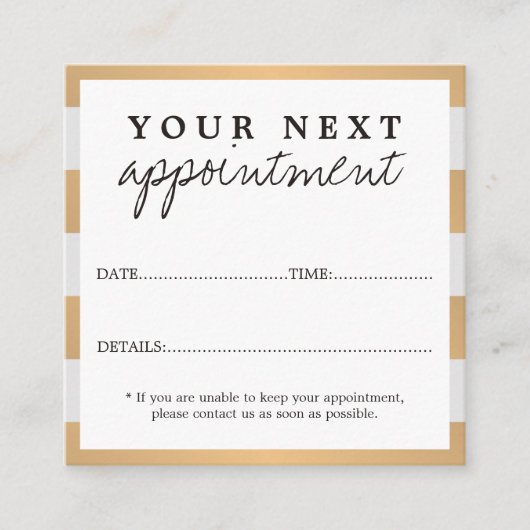 Moderne Elegante Imitate Gold Grau Weißer Salon Terminkarte (Vorderseite)